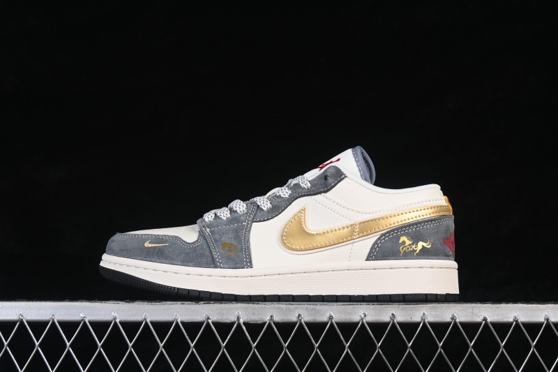Air Jordan 1 Low AJ1 Year of Horse Gold Premium Custom Low-Top Retro Basketball Shoes - JP2026-125