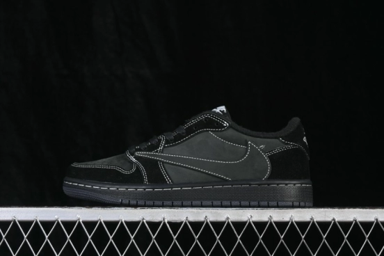 Nike Travis Scott x Air Jordan 1 Low OG Sneakers with Reverse Swoosh Design - DM7866-001