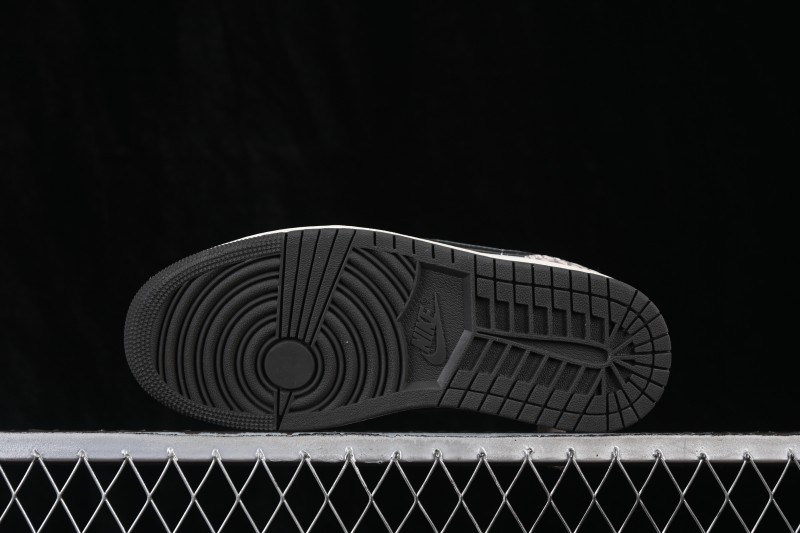 Nike Air Jordan 1 Low Retro Basketball Shoes with Cracked Leather Design - IU2268-100