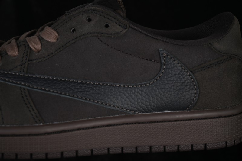 Nike Air Jordan 1 Low OG Travis Scott Reverse Swoosh Premium Leather Sneakers - DM7866-202