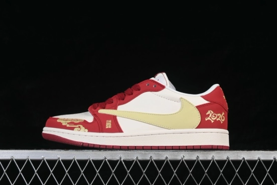 Nike Air Jordan 1 Low AJ1 Year of the Horse Limited Edition Xiangyun Red Gold Premium Custom Low-Top Retro Basketball Shoes - MZ9588-827