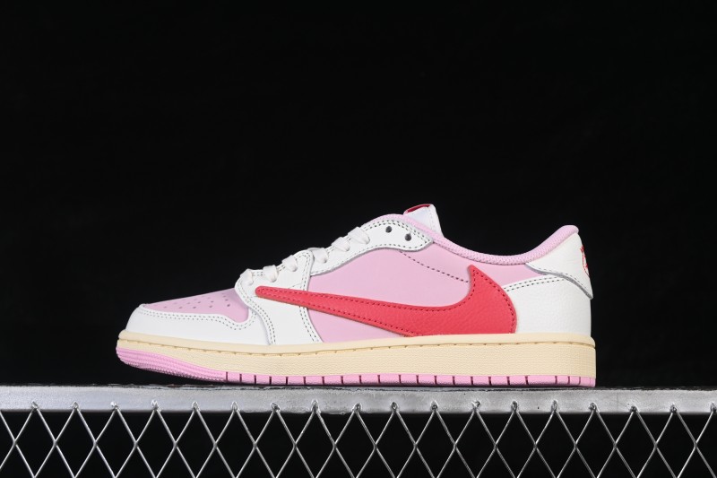 Nike Travis Scott x Air Jordan 1 Low OG AJ1 Retro Low-Top Sneakers with Reverse Swoosh Design - IQ7604-101