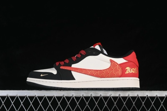 Nike Air Jordan 1 Low OG SP Travis Scott x Fragment Design Basketball Lifestyle Shoes with Contrast Color Blocking - QW5288-143