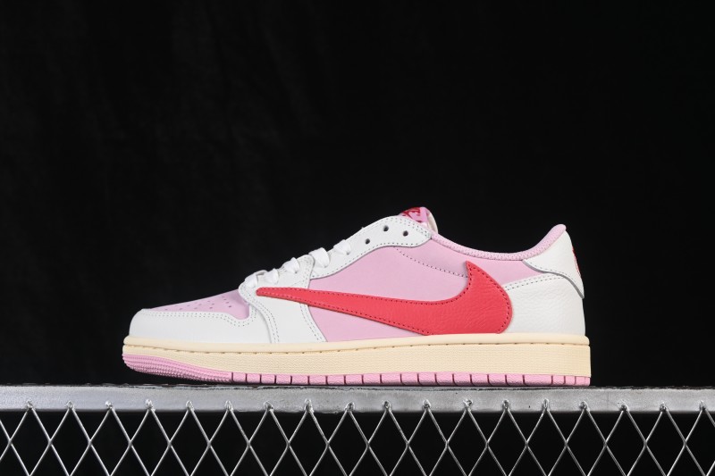 Nike Air Jordan 1 Low OG Travis Scott Reverse Swoosh Premium Leather Sneakers - IQ7604-101