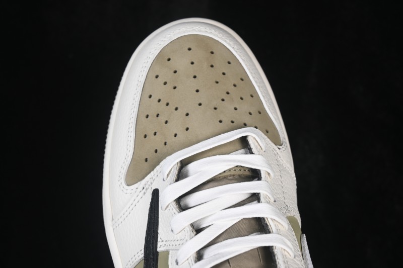 Nike Air Jordan 1 Low OG Travis Scott Reverse Swoosh Premium Leather Casual Sneakers - FZ3124-200