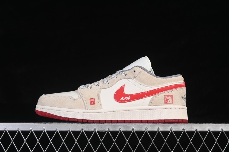 Nike Air Jordan 1 Low Retro Basketball Shoes with Chinese New Year Red Design - JY6988-139