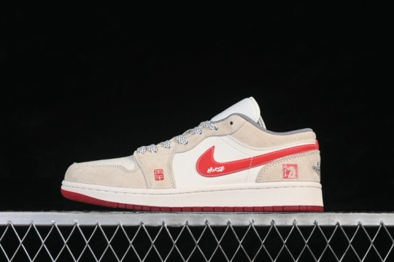 Nike Air Jordan 1 Low Retro Basketball Shoes with Chinese New Year Red Design - JY6988-139