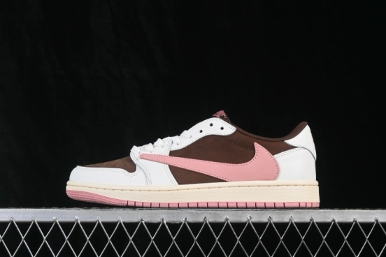 Nike Travis Scott x Air Jordan 1 Low OG Retro High-Quality Sneakers with Reverse Swoosh Design - DZ4137-206