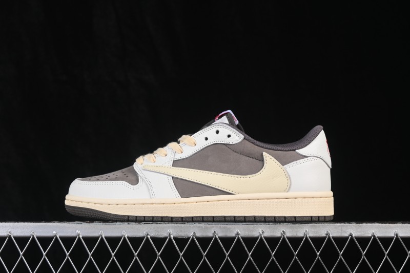 Nike Travis Scott x Air Jordan 1 Low OG Retro Basketball Shoes with Reverse Swoosh Design - DM7866-162