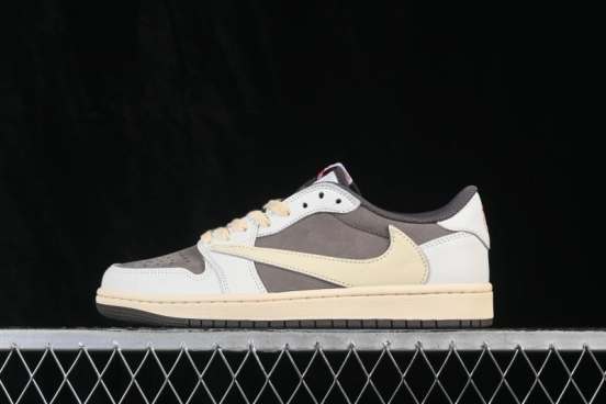 Nike Travis Scott x Air Jordan 1 Low OG Retro Basketball Shoes with Reverse Swoosh Design - DM7866-162