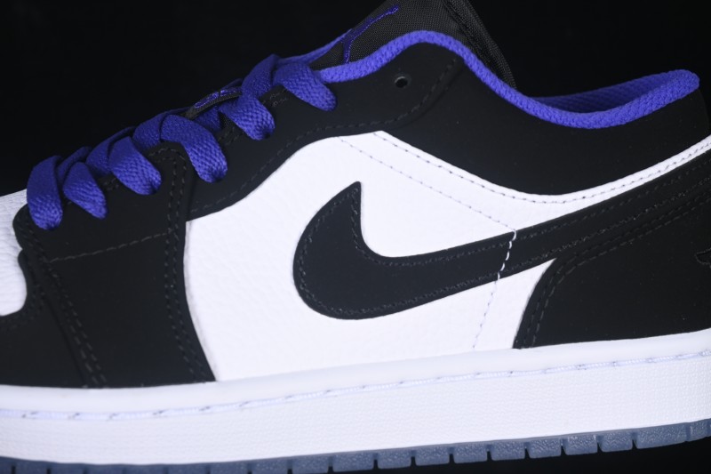 Nike Air Jordan 1 Low Retro Basketball Lifestyle Shoes with Crystal White-Black Colorway - 553558-108