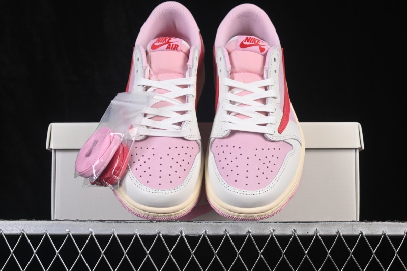 Nike Air Jordan 1 Low OG Travis Scott Reverse Swoosh Premium Leather Sneakers - IQ7604-101