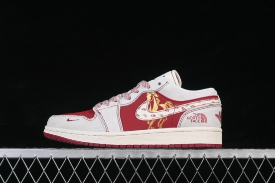 Nike Air Jordan 1 Low Retro Basketball Shoes Year of the Horse Limited Edition Red and White Contrast High-End Custom - JP2026-128