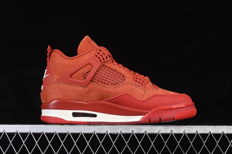 Nike Nigel Sylvester x Air Jordan 4 OG Brick By Brick Red Suede Sneakers - HF4340-800