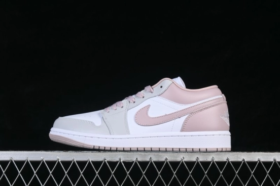 Nike Air Jordan 1 Low AJ1 Casual Skateboarding Shoes in White and Pink - DC0774-606