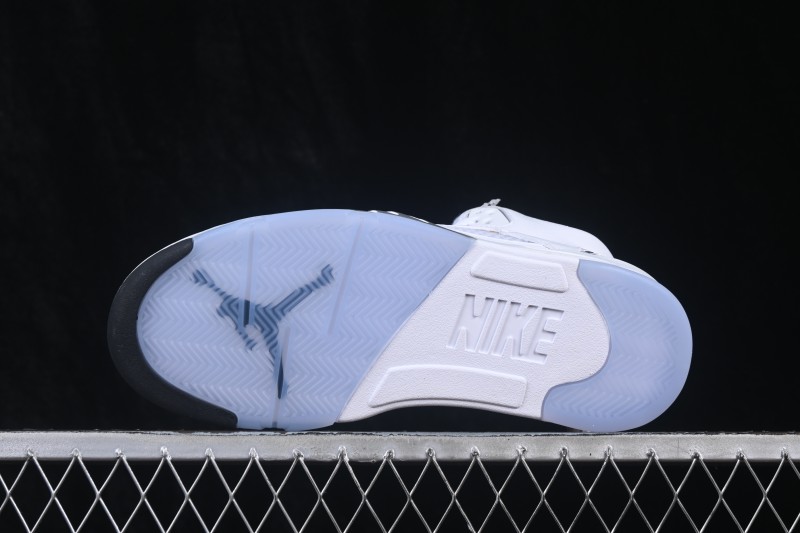 Nike Air Jordan 5 Retro Running Shoes with Metallic Silver Accents and Classic White Upper - HQ7978-103