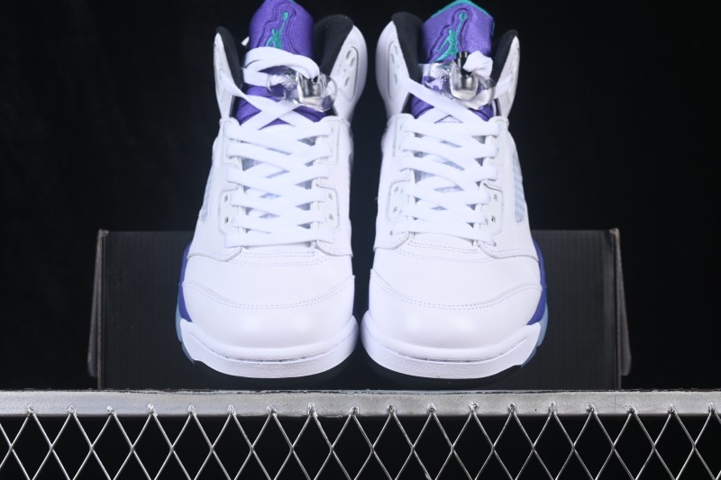 Nike Air Jordan 5 OG Grape Retro Basketball Shoes with Premium Full-Grain Leather - HQ7978-100