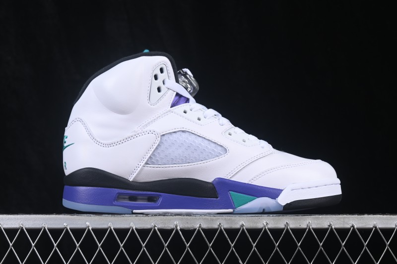 Nike Air Jordan 5 OG Grape Retro Basketball Shoes with Premium Full-Grain Leather - HQ7978-100
