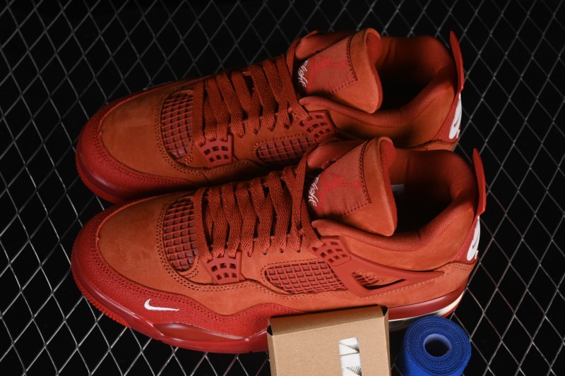 Nike Nigel Sylvester x Air Jordan 4 OG Brick By Brick Red Suede Sneakers - HF4340-800