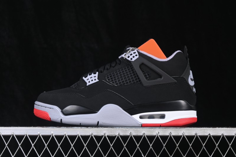 Nike Air Jordan 4 Retro Running Shoes with Premium Leather Upper and Classic Black-Red Colorway - IX8180-001