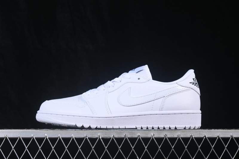 Nike Air Jordan 1 Low Retro Basketball Shoes in All-White Leather - DD9315-120