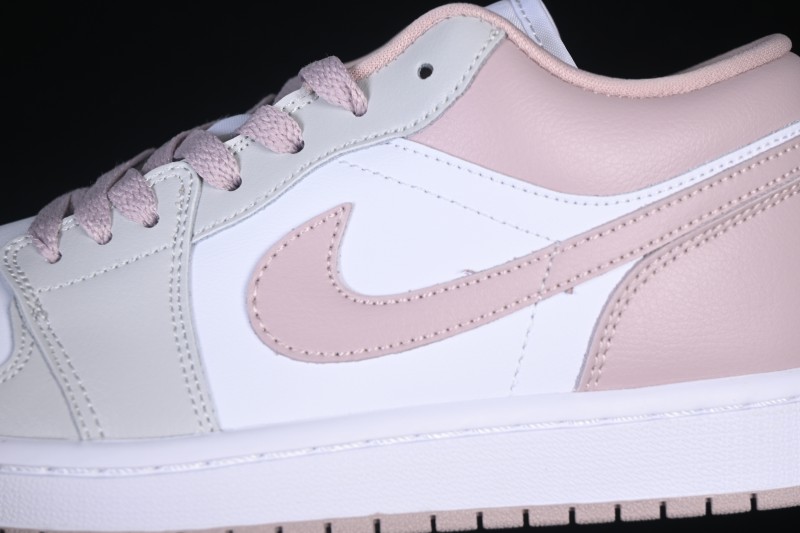 Nike Air Jordan 1 Low AJ1 Casual Skateboarding Shoes in White and Pink - DC0774-606