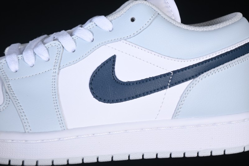 Nike Air Jordan 1 Low Retro Basketball Shoes with White Grey and Blue Accents - 553558-400