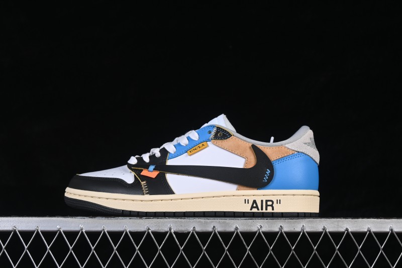Nike Travis Scott x Air Jordan 1 Low OG Sneakers with Reverse Swoosh Design - XZ6868-006