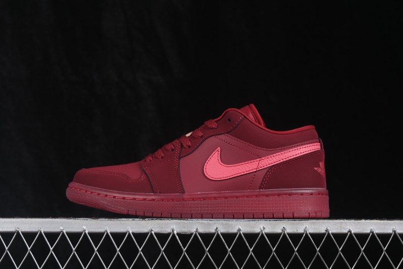 Nike Air Jordan 1 Low Retro Basketball Shoes with Gum Sole in Burgundy - IB7012-600