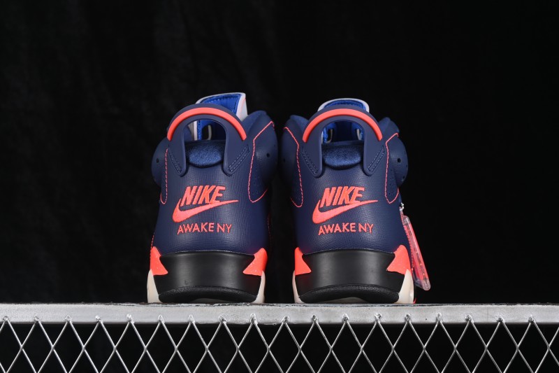 Awake NY x Air Jordan 6 Retro High "Denim Blue" Basketball Sneakers with Premium Suede Upper - IQ5706-400
