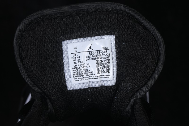 Air Jordan 1 Low Black Grey Retro Cultural Basketball Shoes - 553558-048