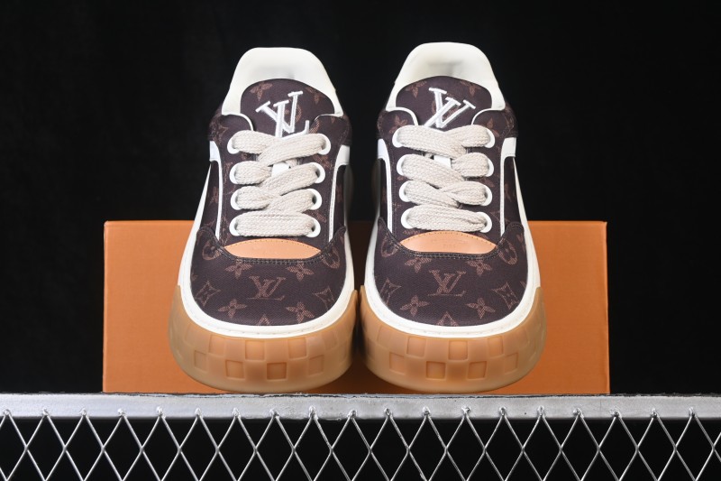 Louis Vuitton Tilted Sneakers Low 2026SS Lace-Up Low-Top Casual Shoes - Coffee