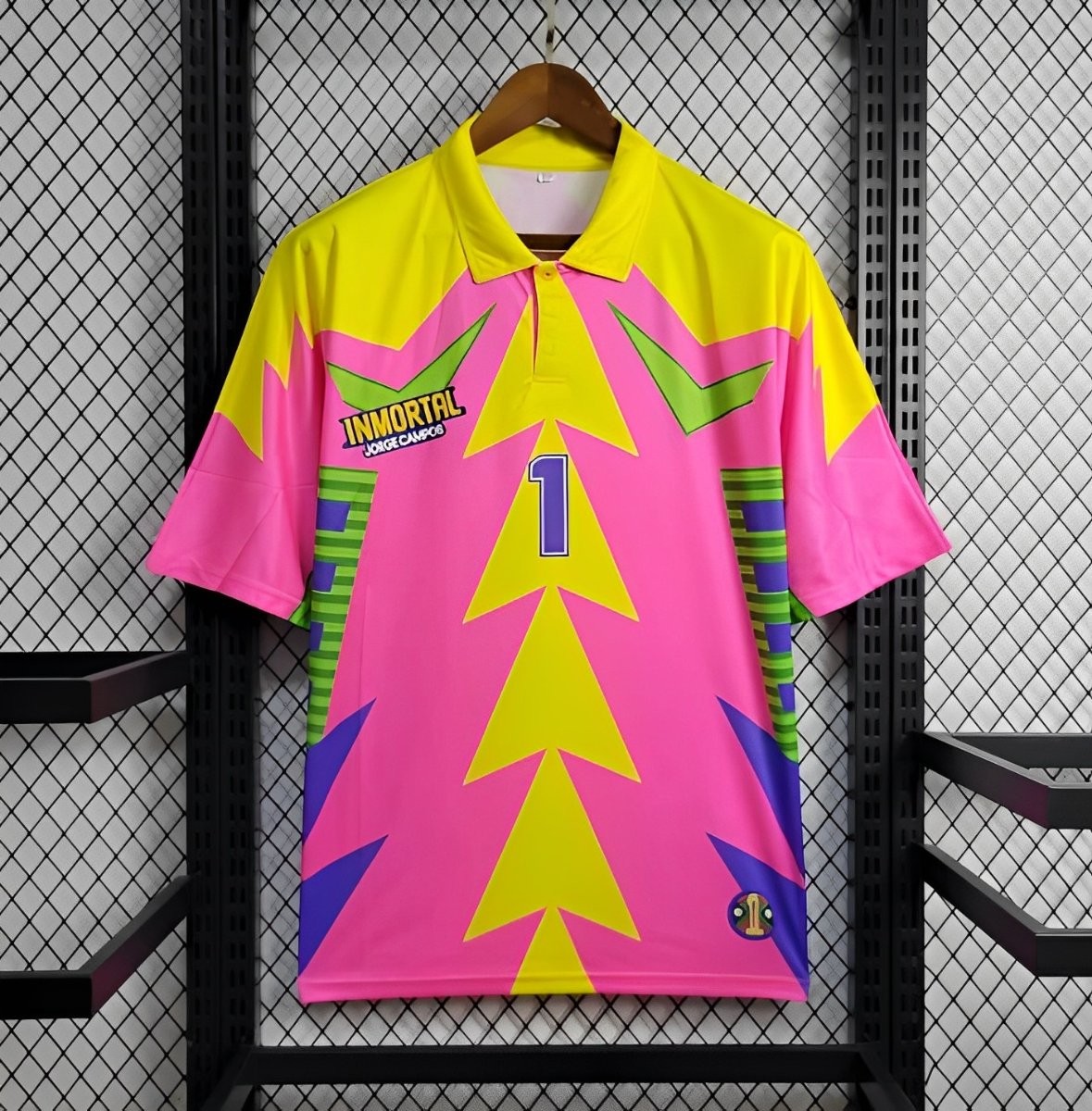 Retro 1998 Mexico Goalkeeper CAMPOS 1 WORLD CUP CAMPOS 1 Home Pink Jersey