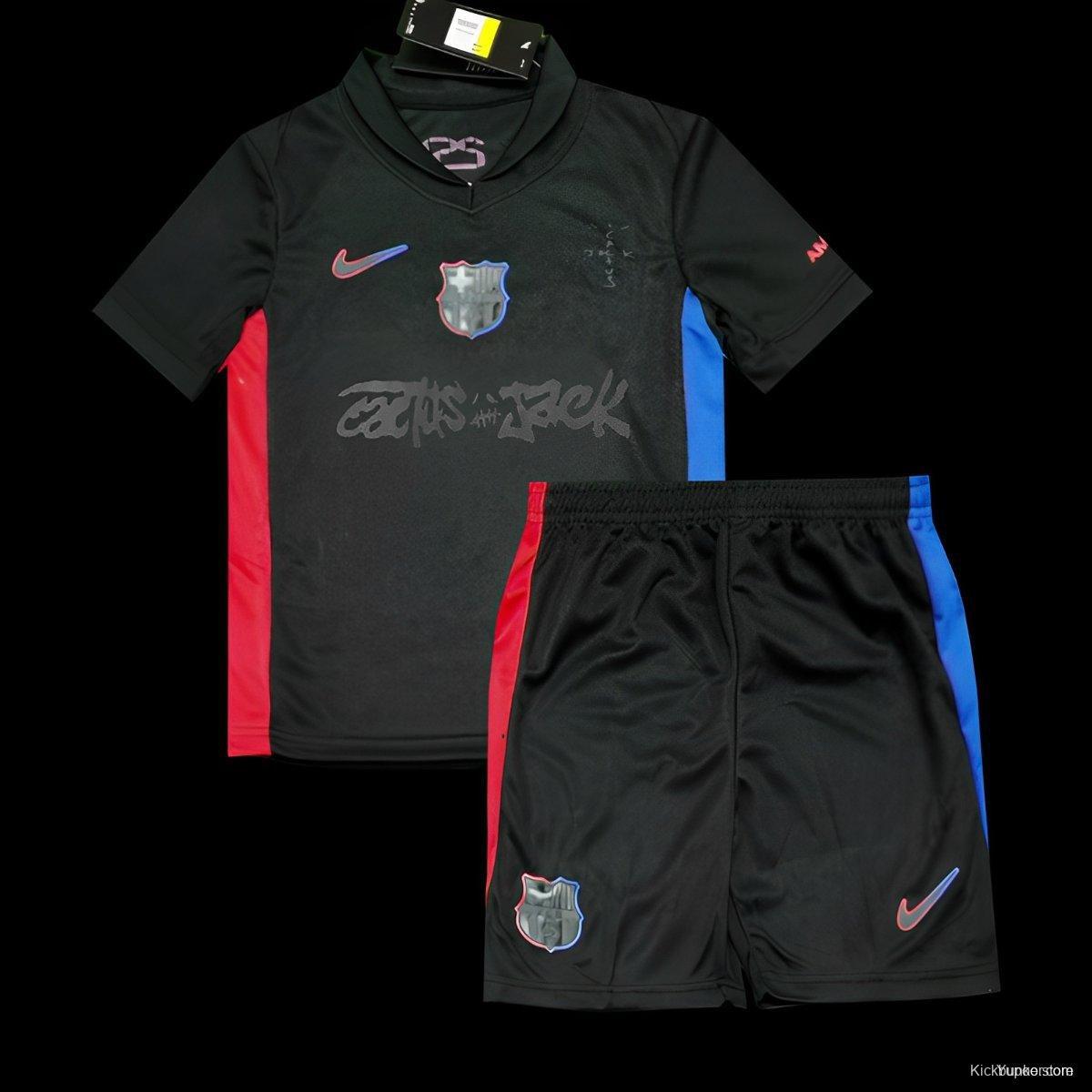 24/25 Kids Barcelona x Travis Scott Away Black Jersey