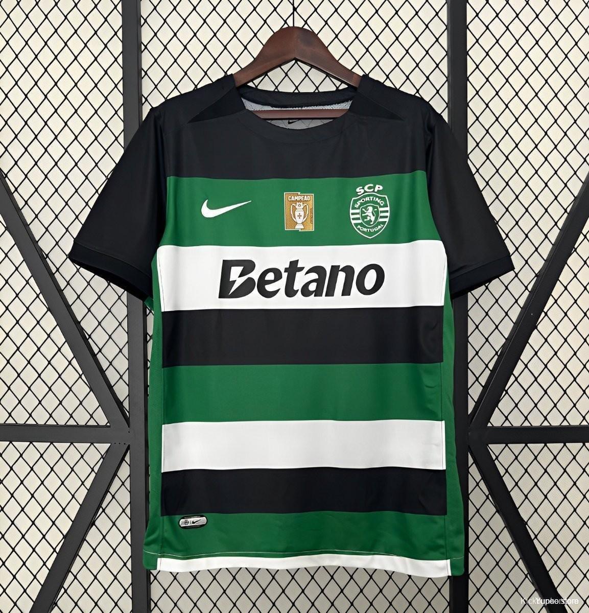 24/25 Sporting Lisbon Home Jersey With 2 Champion Winner Printing
