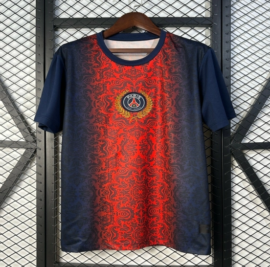 25/26 PSG  Paris Saint-Germain Navy with Red Ornate Pattern Jersey
