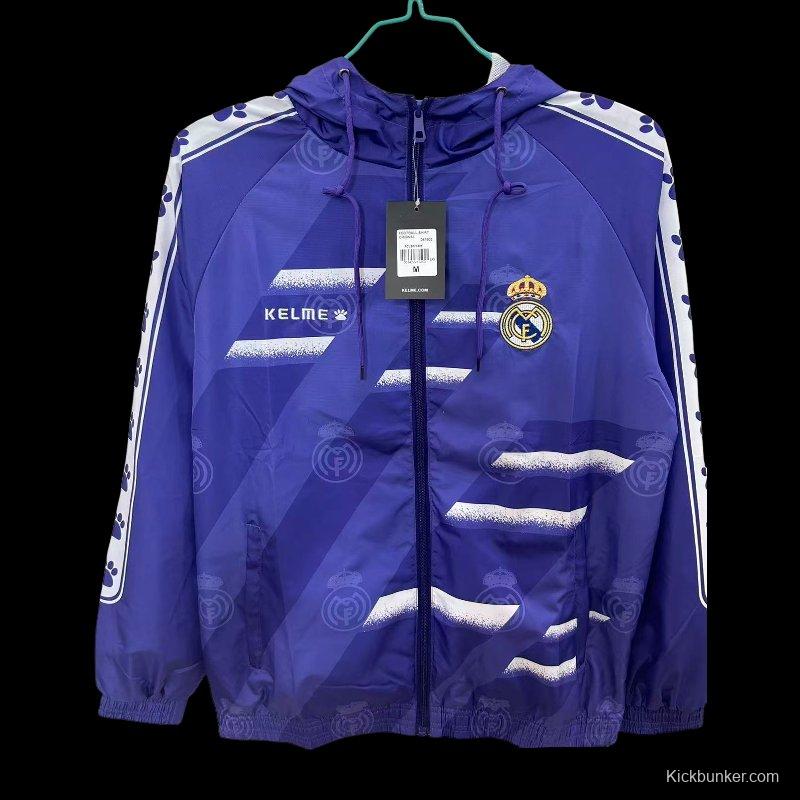 25/26 Real Madrid Purple with White Spray Pattern Windbreaker