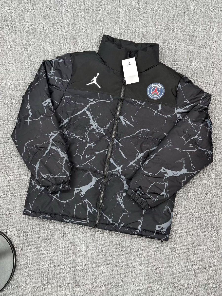 25/26 PSG Black with White Marble Pattern Jordan Jacket