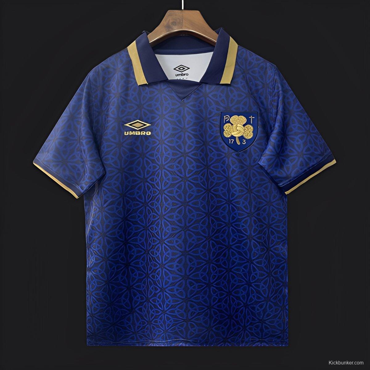 2025 Ireland Blue with Gold Trim and Geometric Pattern Jersey