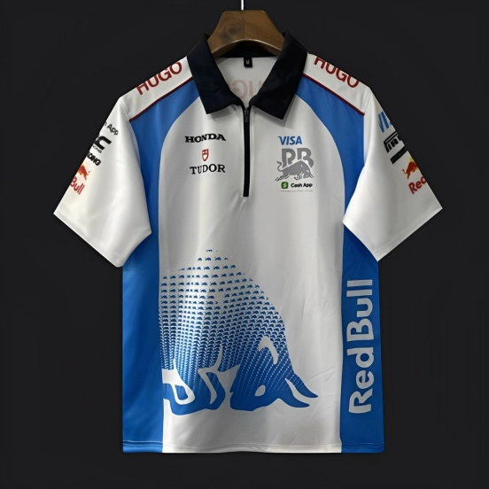 2026 F1 Red Bull Racing White with Blue Bull Graphic Polo