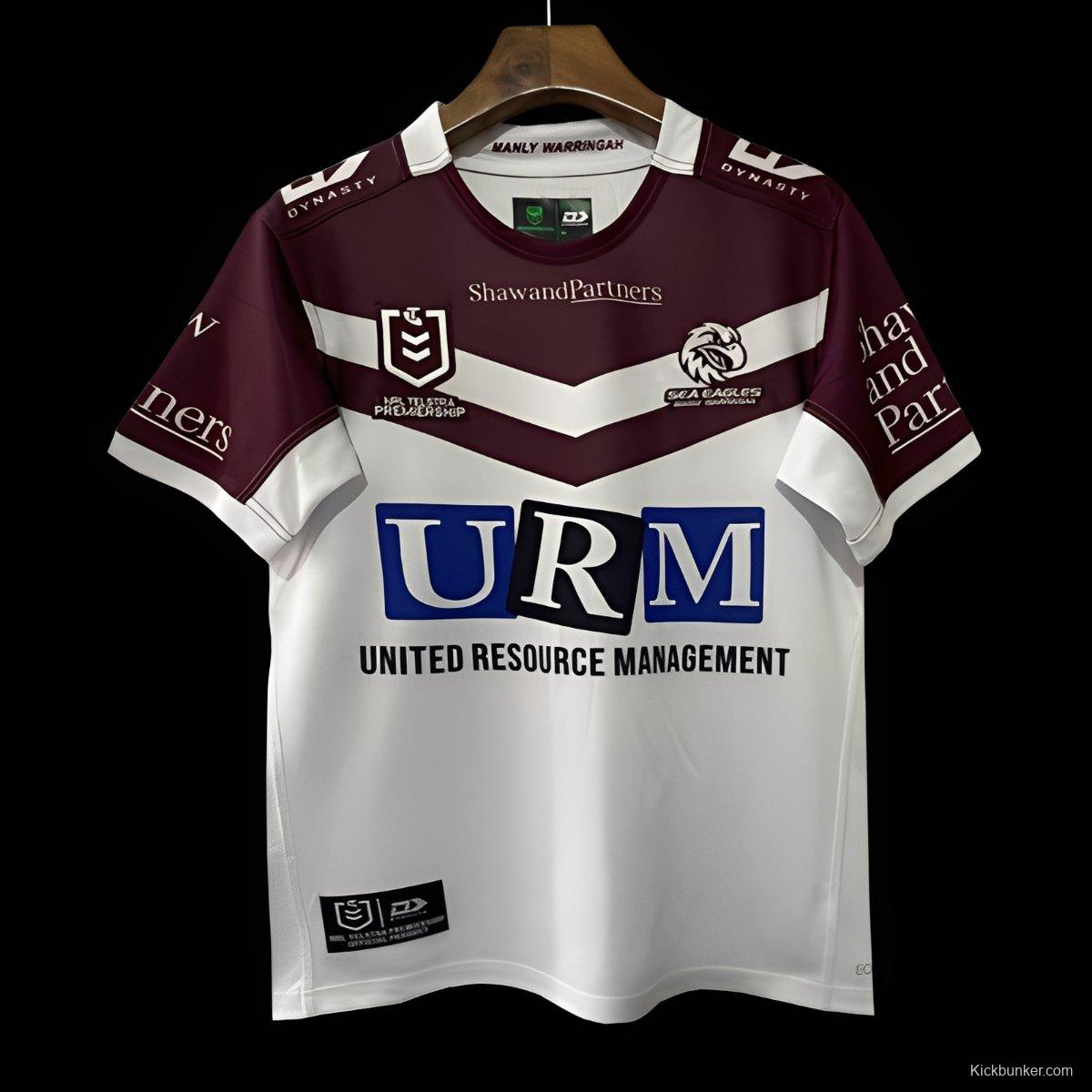 2025 Manly Warringah Sea Eagles White with Maroon V-Chevron Away Jersey