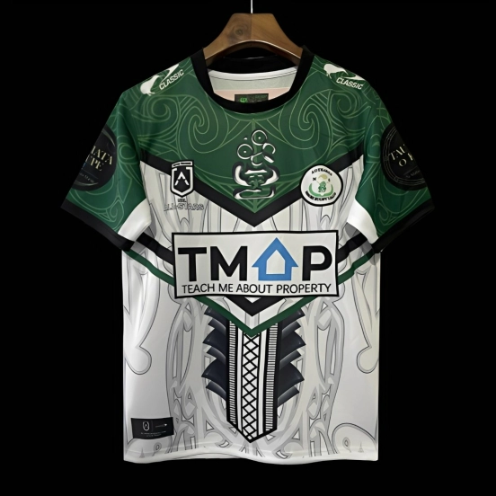 2026 NRL Maori All Stars White with Green Maori Art Pattern Jersey