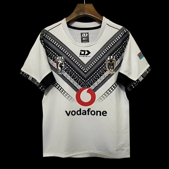 2026 Fiji Warriors White with Black Tribal Pattern Jersey