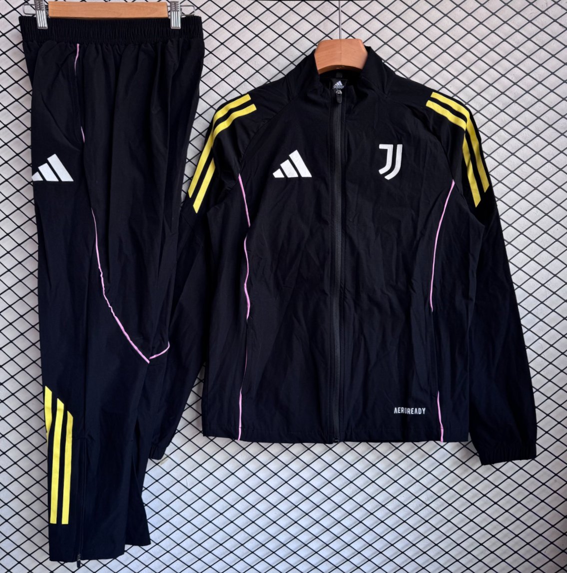 25/26 Juventus Black Full Zipper Windbreaker + Long Pants