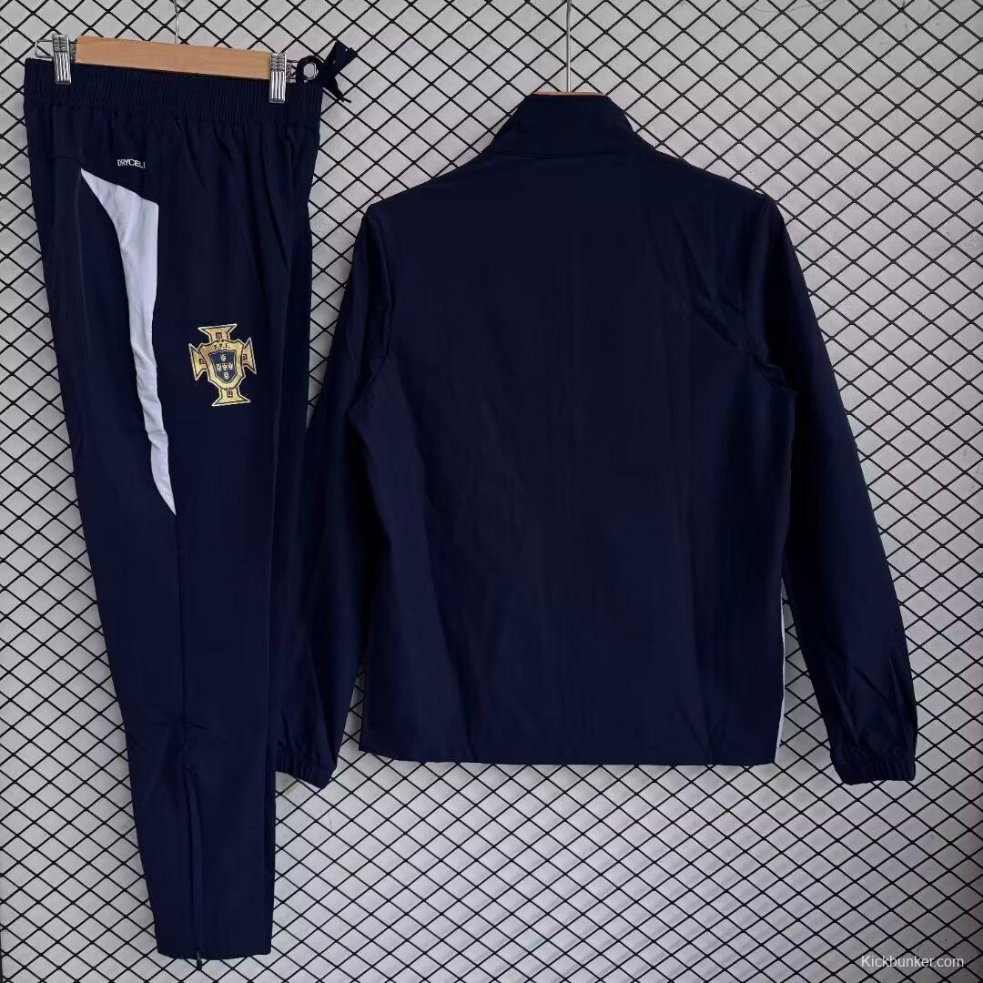 2026 Portugal Navy Full Zipper Windbreaker + Long Pants