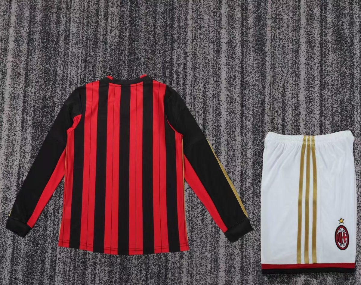 Retro 13/14 Kids  AC Milan Home Long Sleeve Jersey
