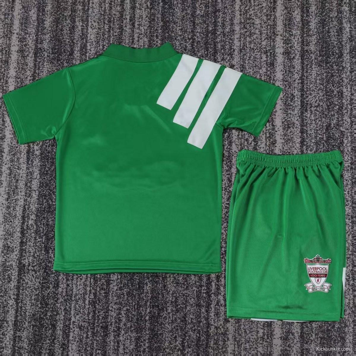 Retro 92/93 Kids Liverpool Away Green Jersey