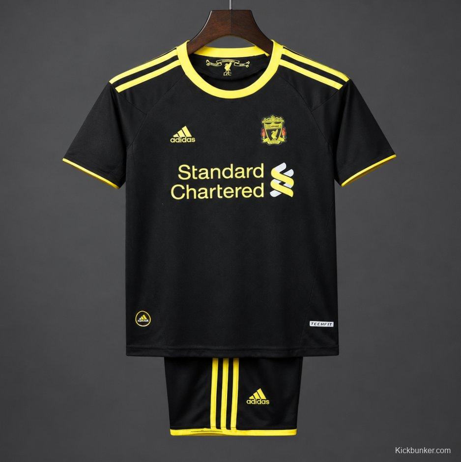 Retro 2010/11 Kids Liverpool Black & Yellow Away Jersey