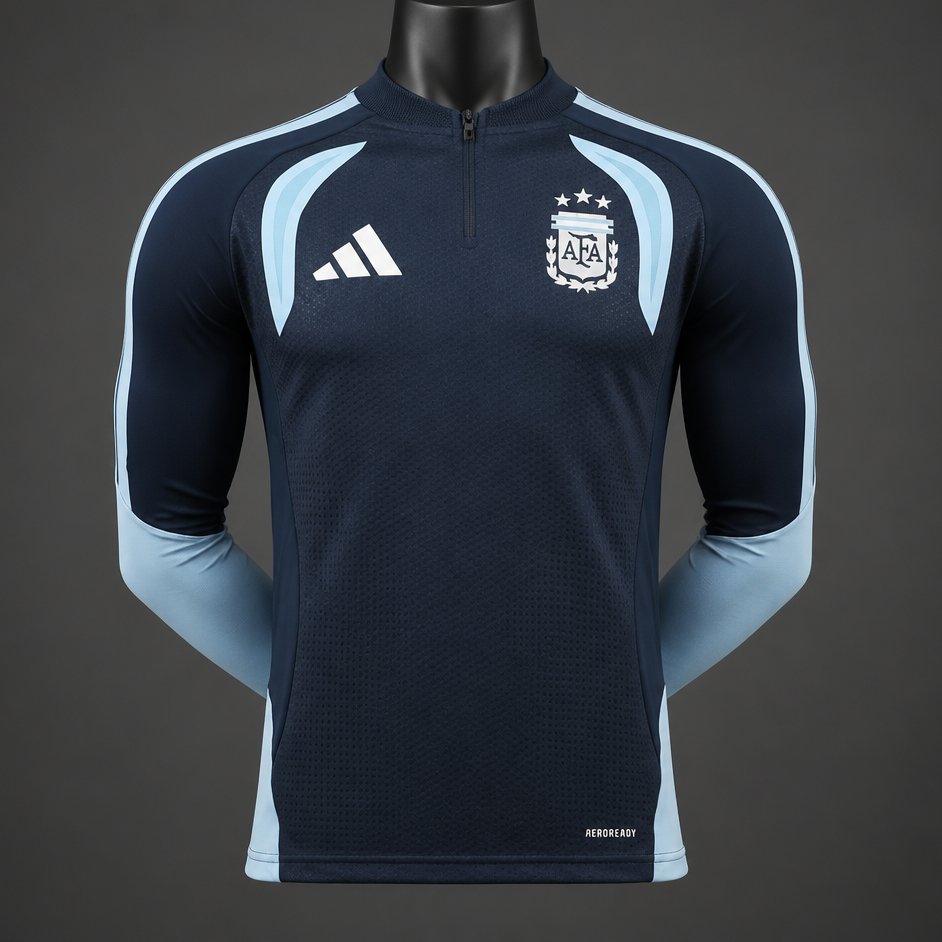 Player Version 2026 Argentina Away Navy Blue Long Sleeve Jersey